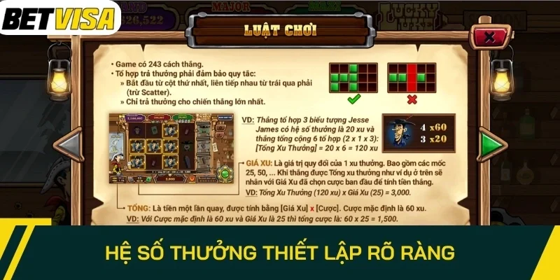 Hệ số thưởng thiết lập rõ ràng
