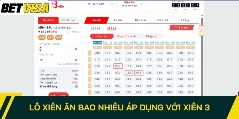 Lô xiên ăn bao nhiêu áp dụng với xiên 3