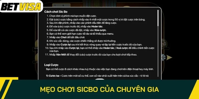 Mẹo chơi Sicbo của chuyên gia