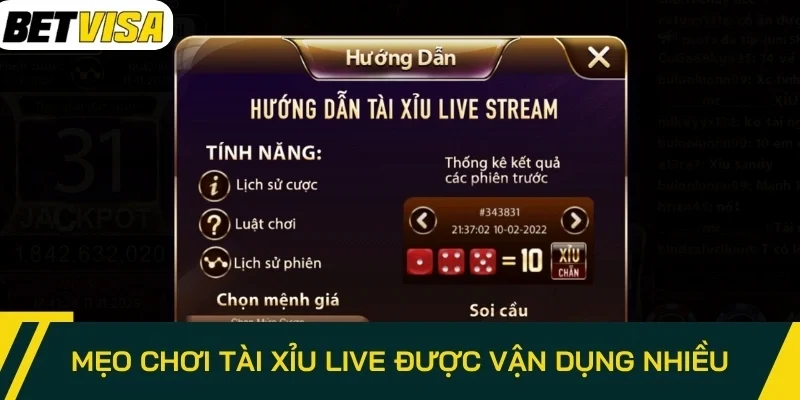 Mẹo chơi Tài Xỉu Live được vận dụng nhiều